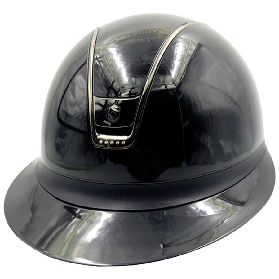 Riding Helmet Miss Shield 2.0 Glossy Black Chrome Swarovski Crystals Black