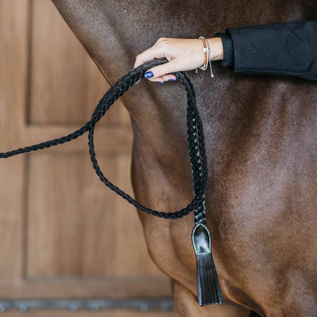 Leather Halter Plaited WBD Black