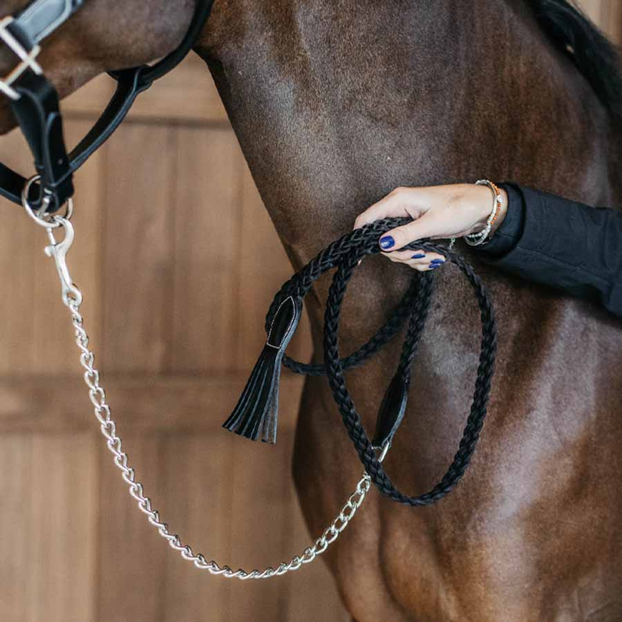 Chain Halter Plaited Leather WBD Black