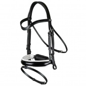 Dressage Bridle Glossy/White Padded WC Black