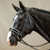 Patent Dressage Bridle with White Padding Working Collection Black Patent Dressage Bridle with White Padding Working Collection Black