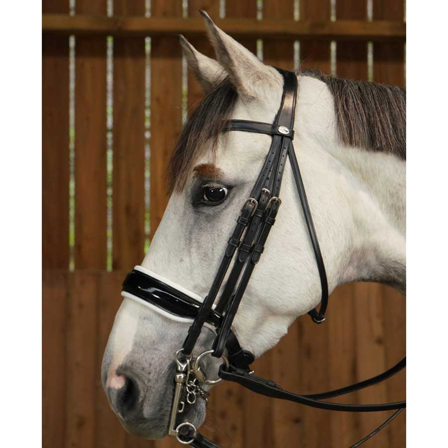 Weymouth Bridle Glossy/White Padded WC Black
